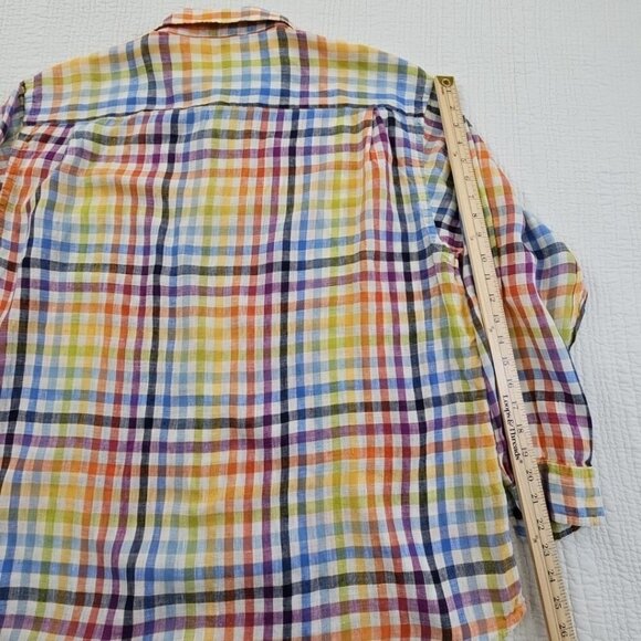 Orvis Signature Collection 100% Linen Shirt Men's XL Multicolor Plaid LS EUC - Picture 10 of 13